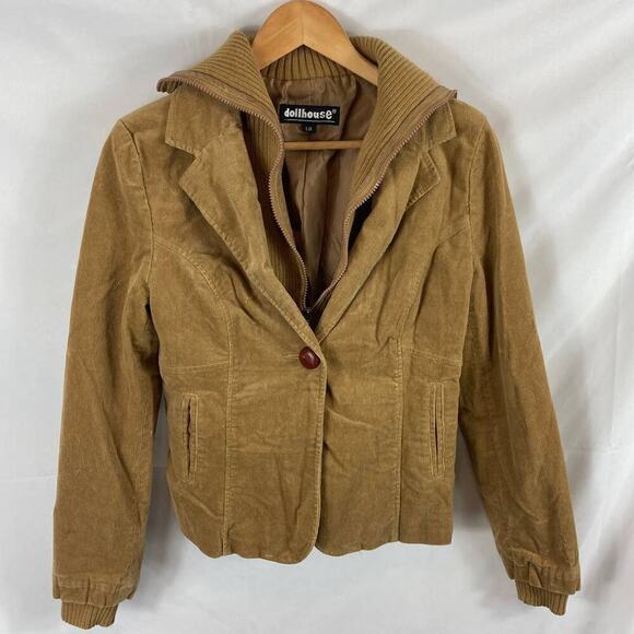 Dollhouse Light Brown Corduroy & Ribbed Knit Jacket size Large - Picture 1 of 4